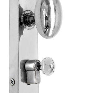 Oval knob locking brass door espagnolette bolt/Cremone bolt upto 8.5'-Polished chrome