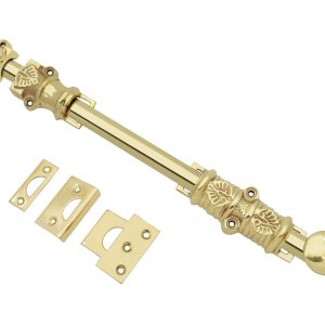 matching to cremone bolt : solid brass FLORAL polished lacquered surface sliding bolt 12 inches
