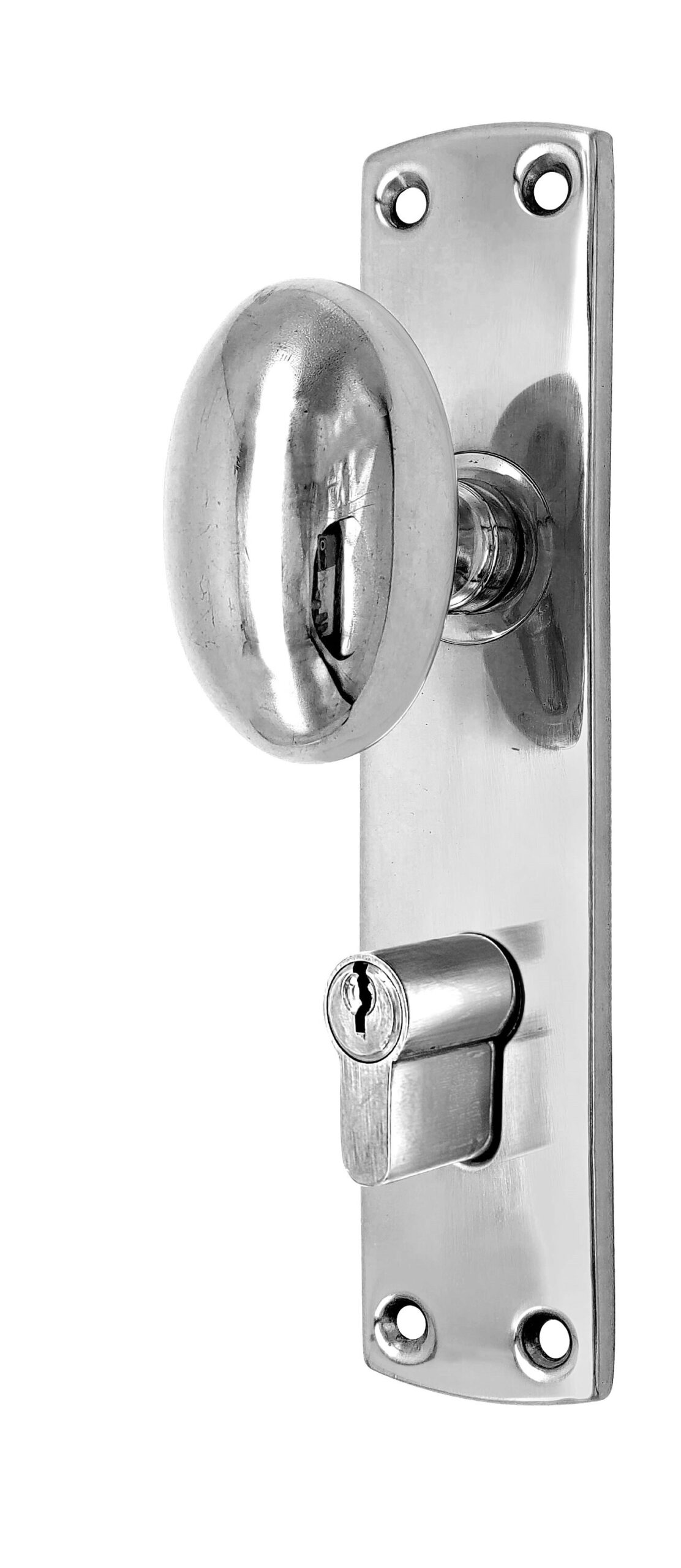 Oval knob locking brass door espagnolette bolt/Cremone bolt upto 8.5'-Polished chrome