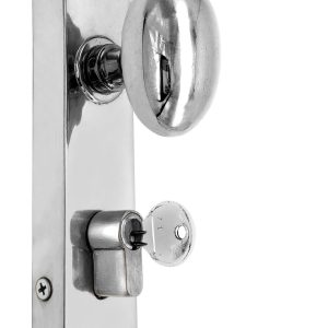 Oval knob locking brass door espagnolette bolt/Cremone bolt upto 8.5'-Polished chrome