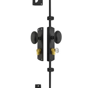 Oval knob locking door Espagnolette / Cremone bolt upto 8.5'-BLACK