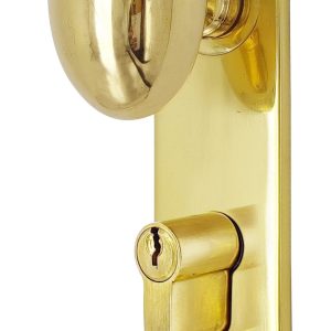 Oval knob locking door Espagnolette/Cremone bolt upto 8.5'-Polished brass lacquered