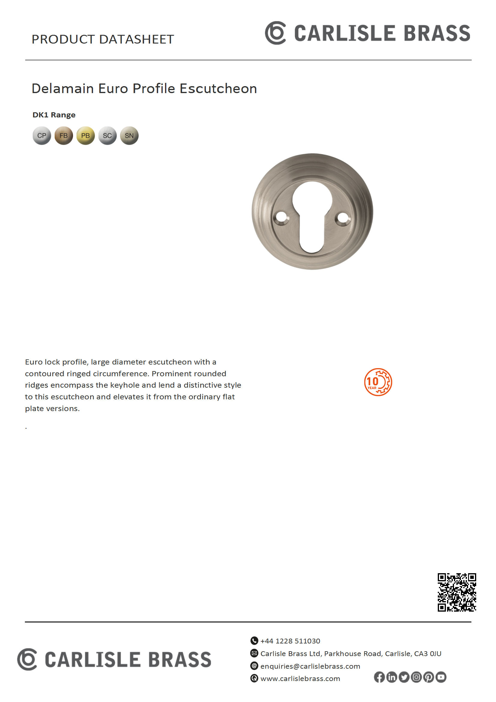 Delamain Euro Profile Escutcheon