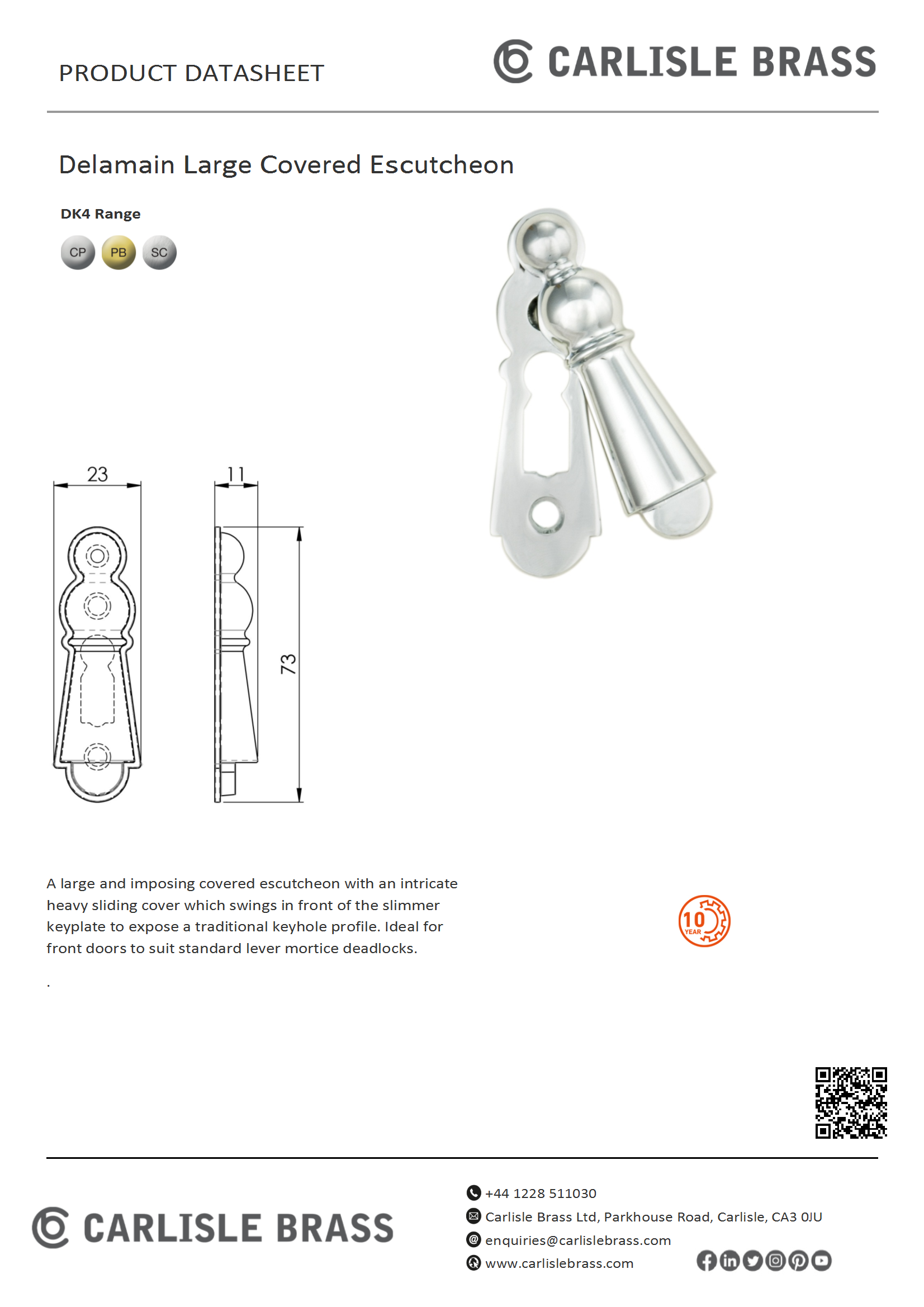 Delamain Large Covered Escutcheon