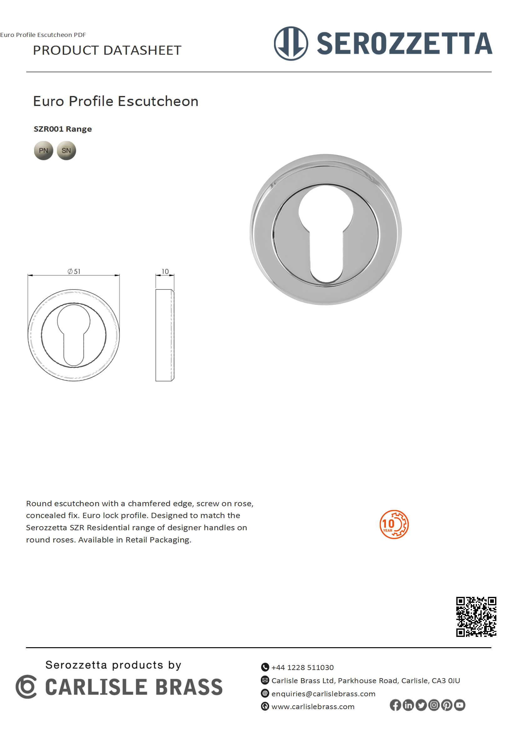 Euro Profile Escutcheon