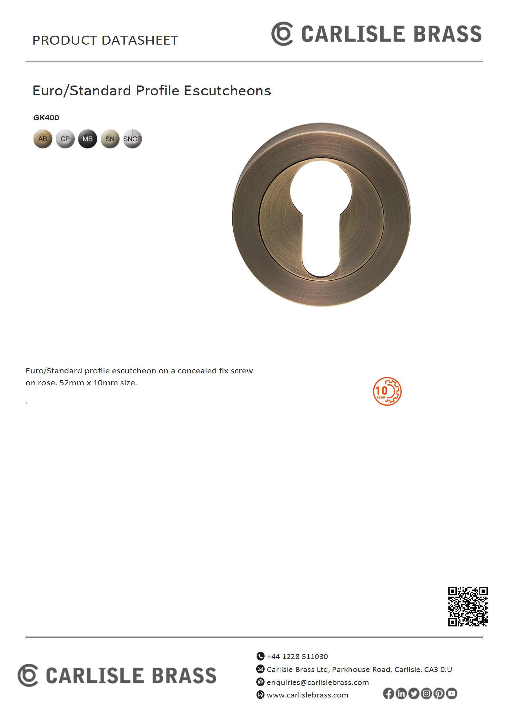 Euro/Standard Profile Escutcheons