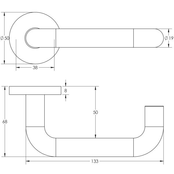 19mm Round Bar Handle on Rose Satin Anodised Aluminium