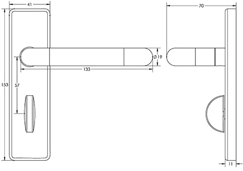 Aluminium 19mm Round Bar Lever on Plate