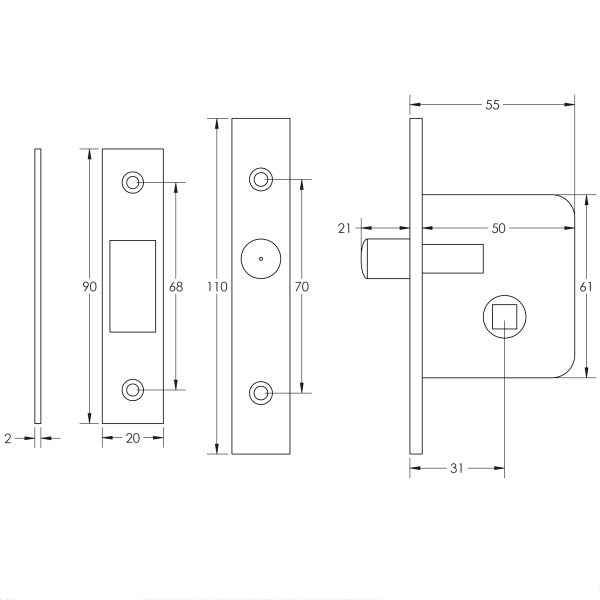 Mortice Budget Lock & Key