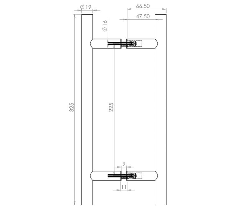 Stainless Steel 19mm Guardsman Pull Handles B2B Fixing