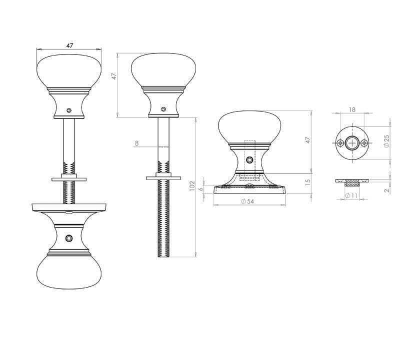 Jedo Kontrax Rim Door Knobs