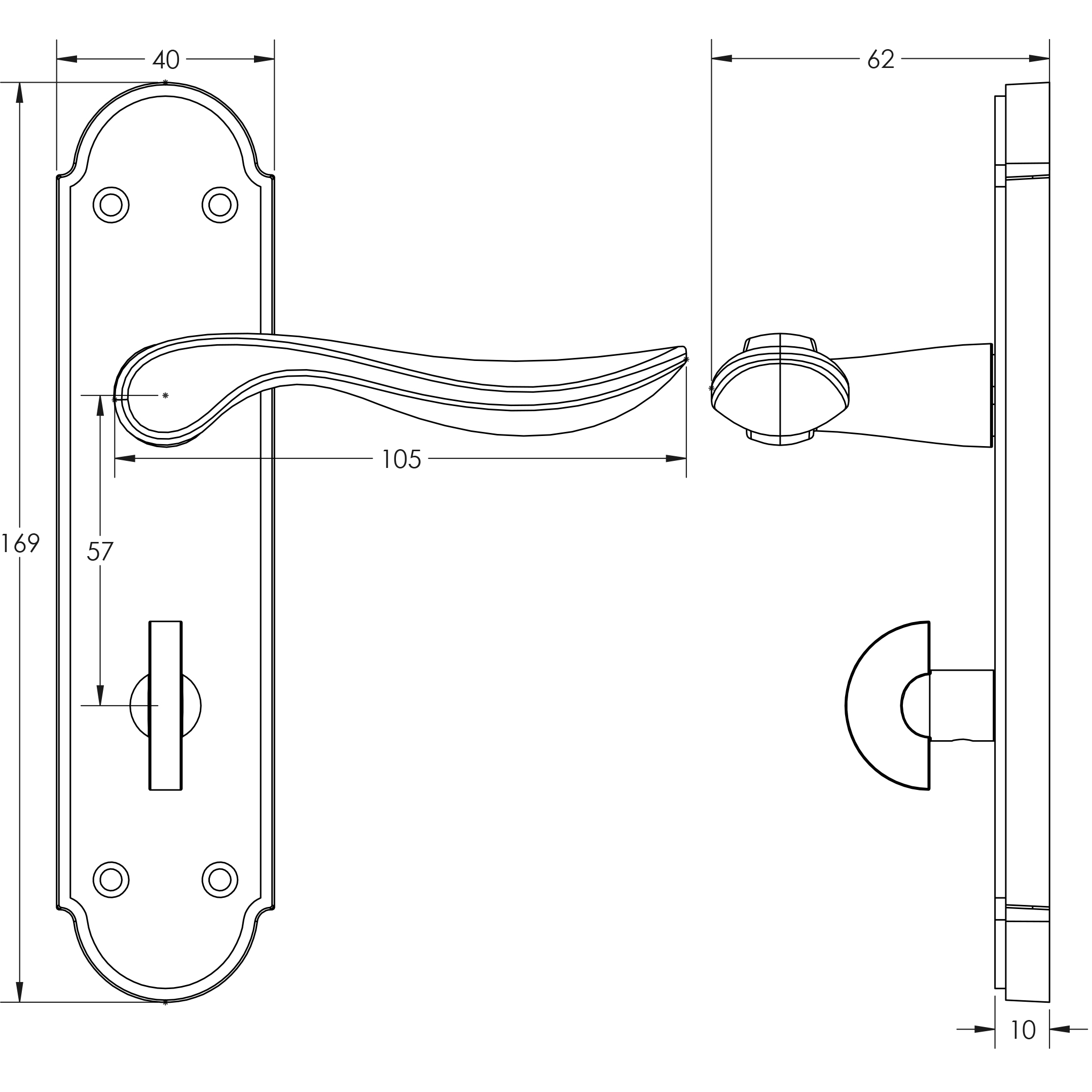 Jedo Henley Suite Lever on Plate