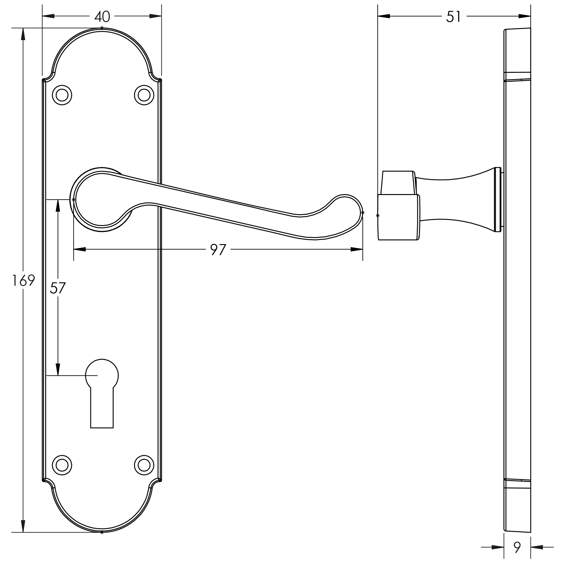 Jedo Epsom Suite Lever on Plate