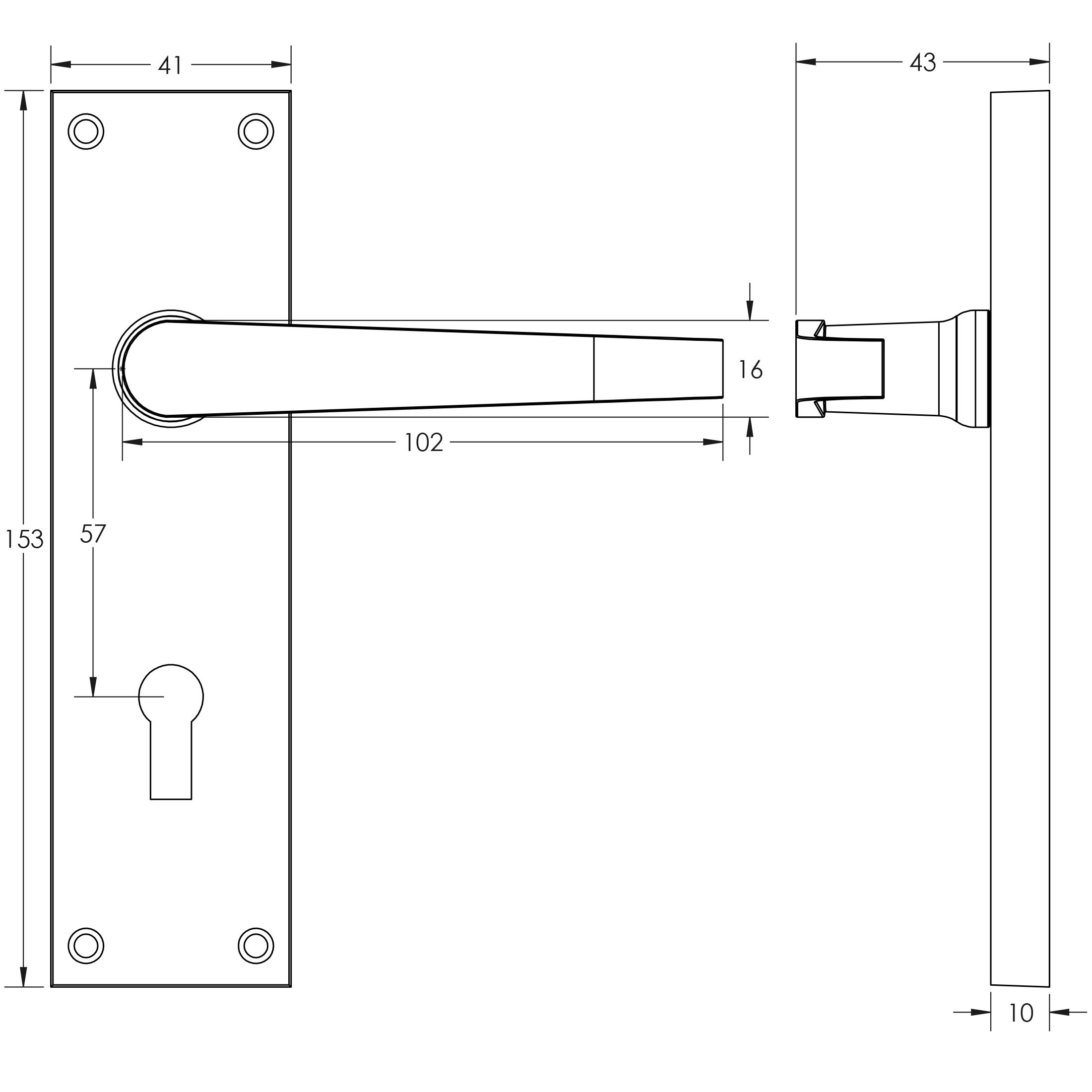 Jedo Victorian Straight Lever on Plate