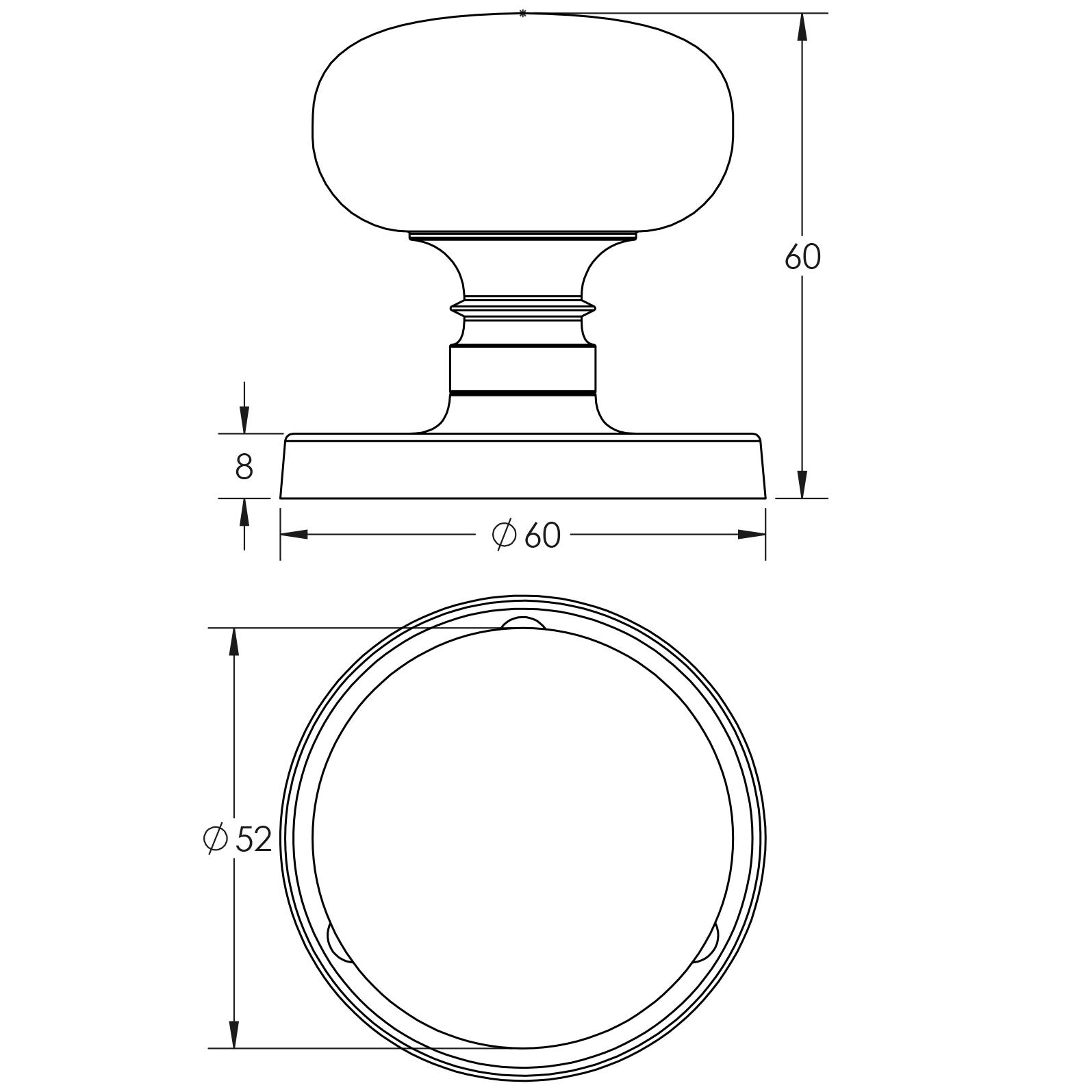 Jedo Kontrax Mushroom Mortice Door Knobs