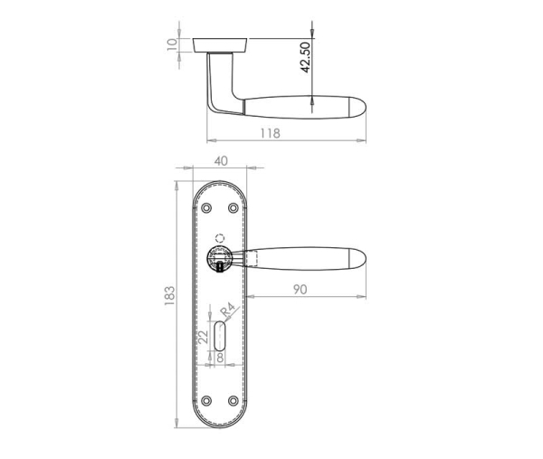 Stylo Suite Door Handle on Lockplate Polished Chrome/Satin Chrome