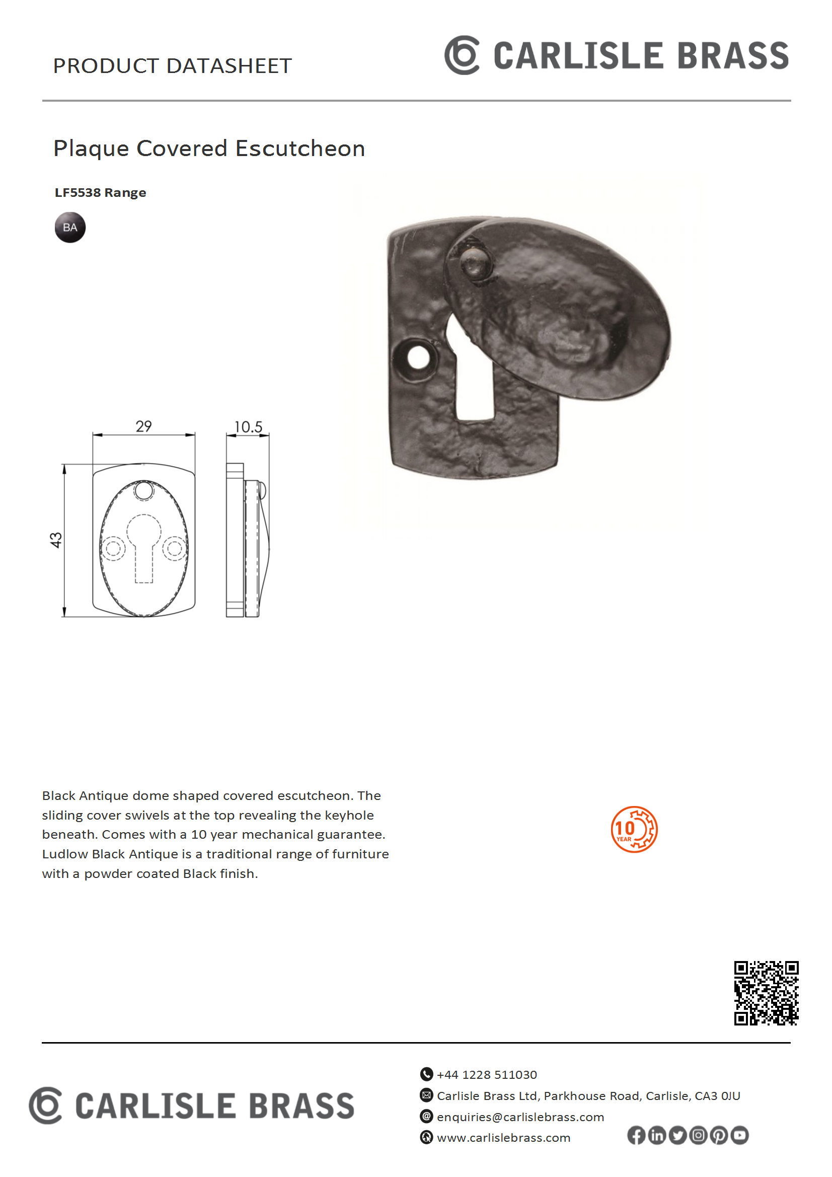 Plaque Covered Escutcheon - Boxed