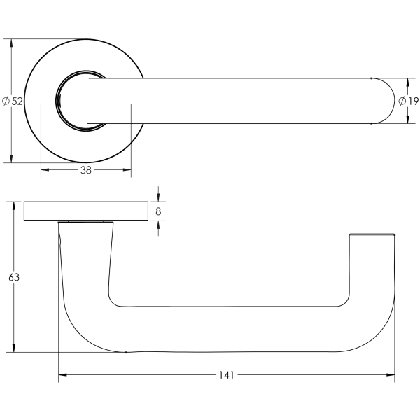 19mm Round Bar Handle on Rose Satin Anodised Aluminium