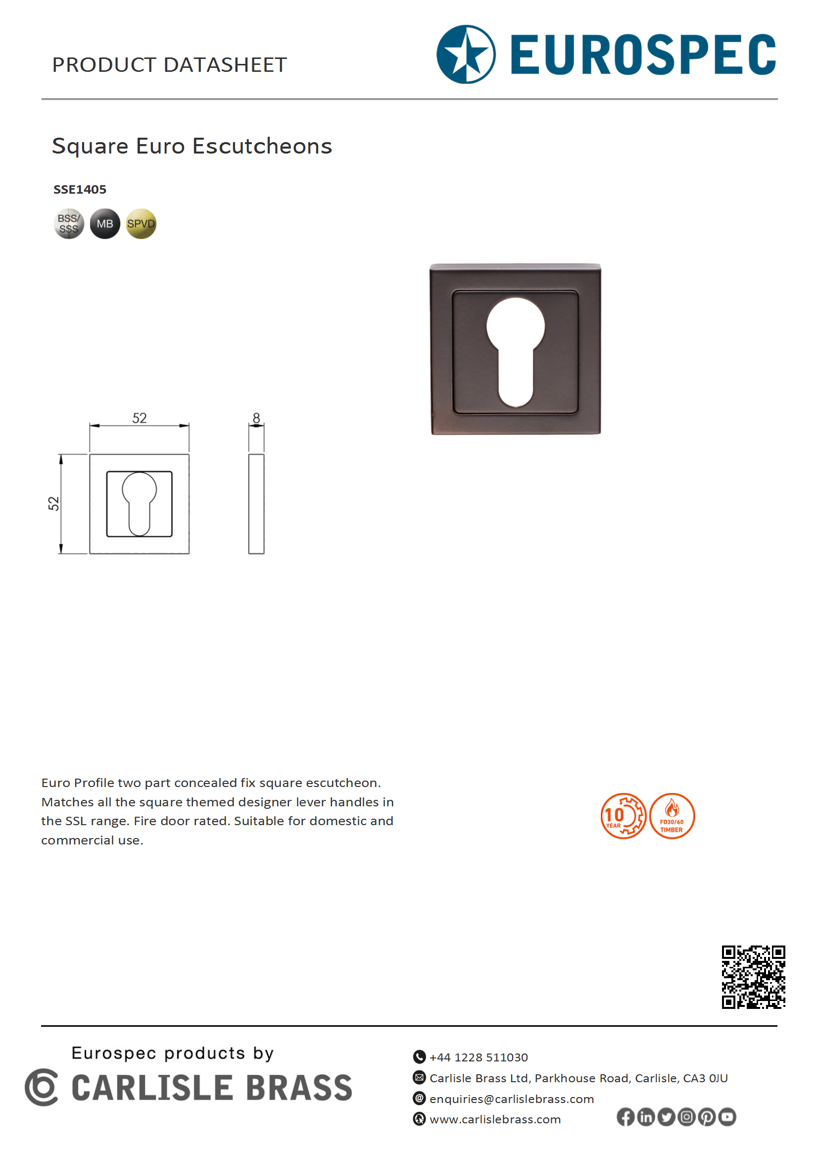 Square Euro Escutcheons