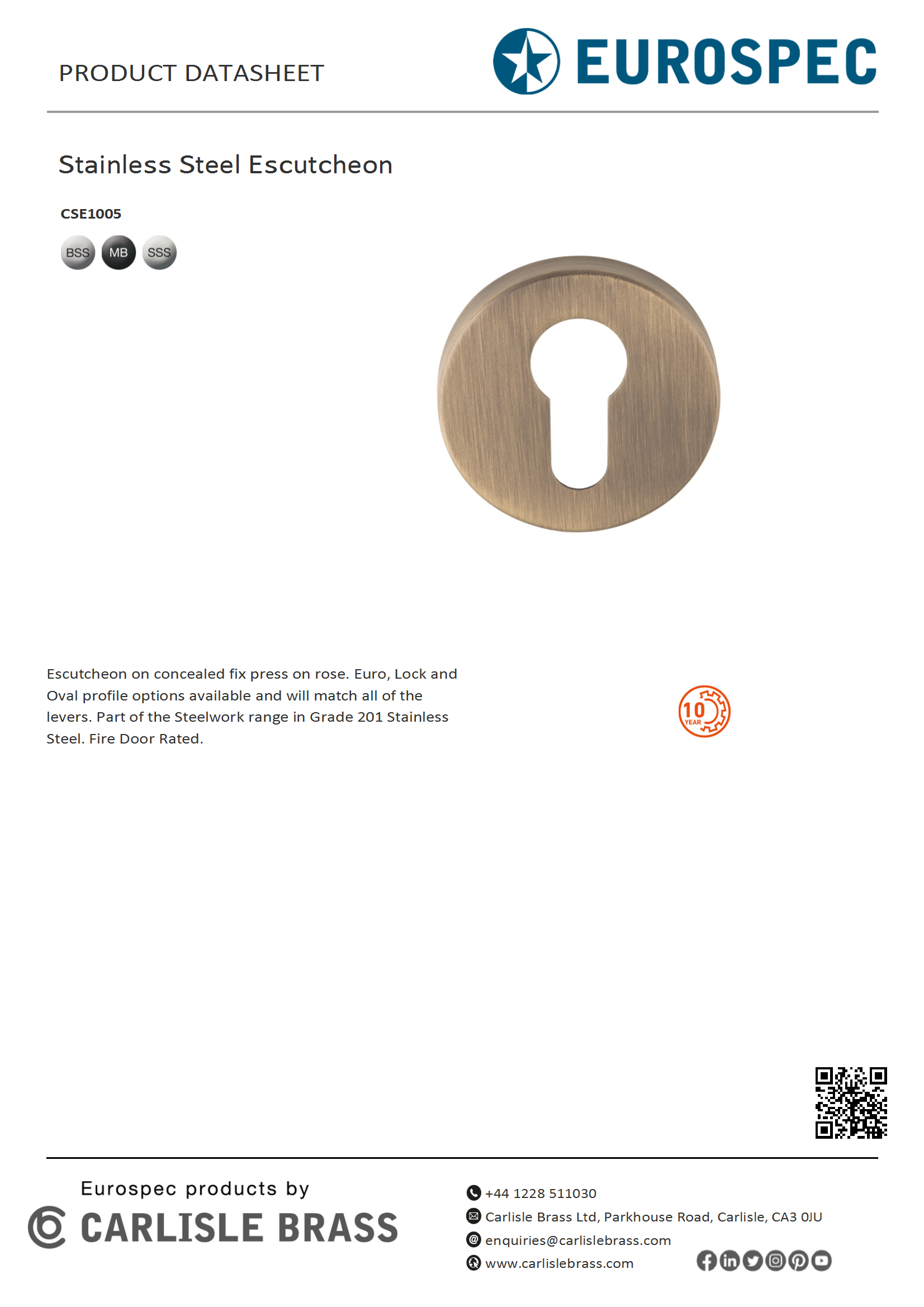 Stainless Steel Escutcheon