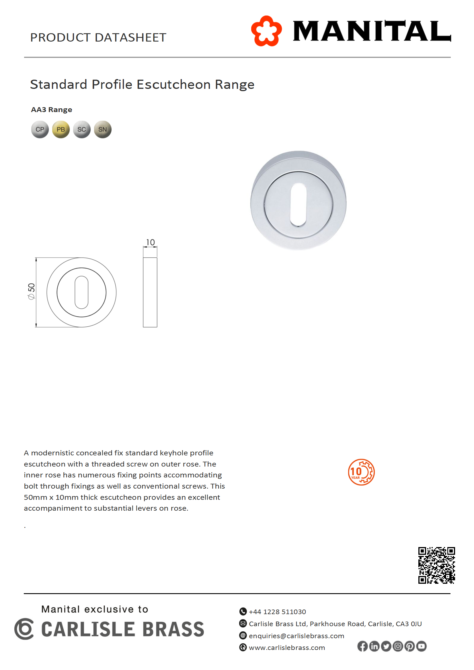 Standard Profile Escutcheon Range