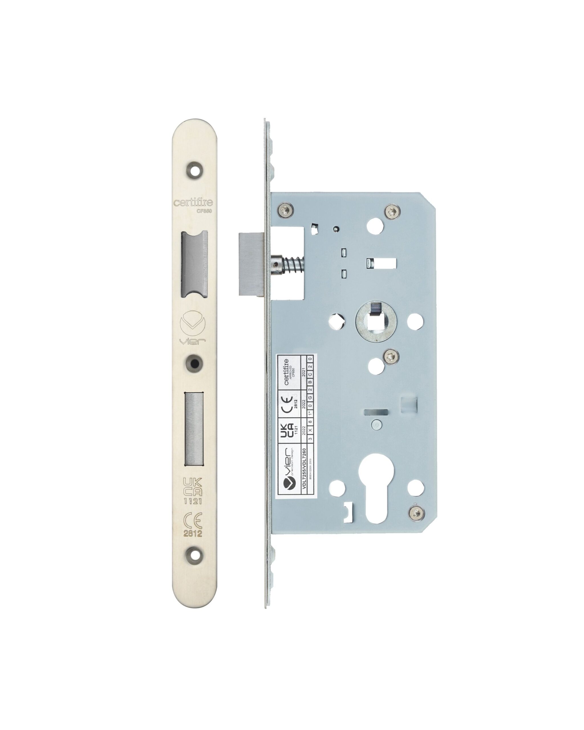 2 Piece - DIN euro sashlock - 72mm c/c - backset 55mm - radius