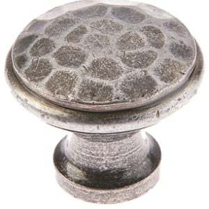Jedo Collection Valley Forge Hammered Cabinet Knob (20mm, 30mm OR 40mm), Pewter Patina