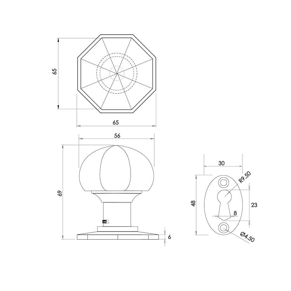 Valley Forge Octagonal Mortice Door Knobs
