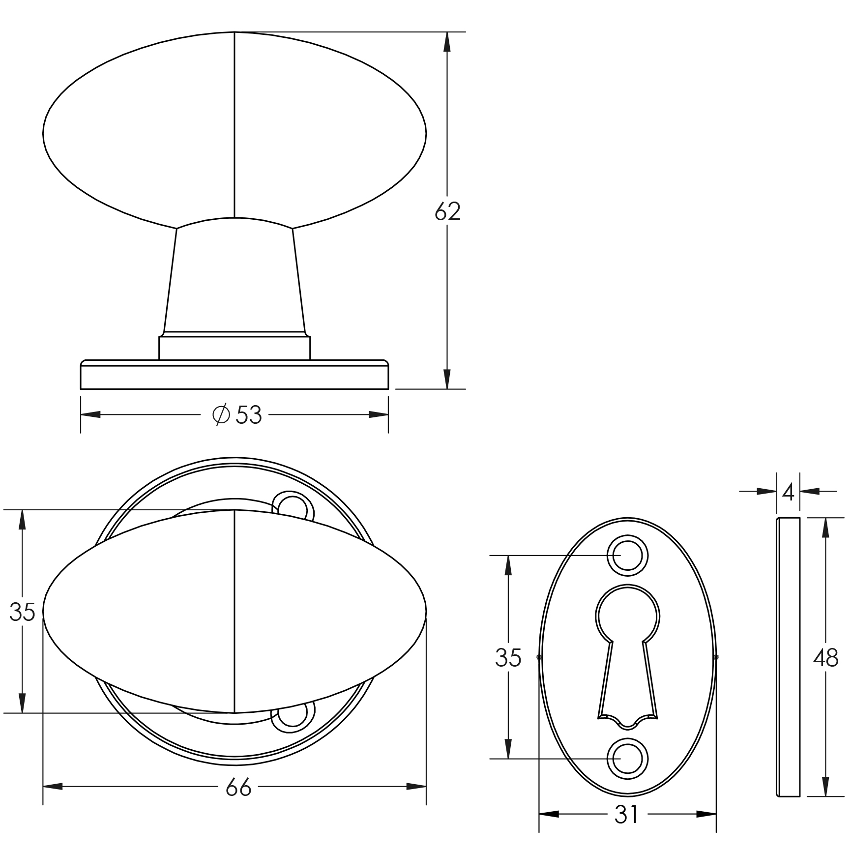 Valley Forge Oval Mortice Door Knobs