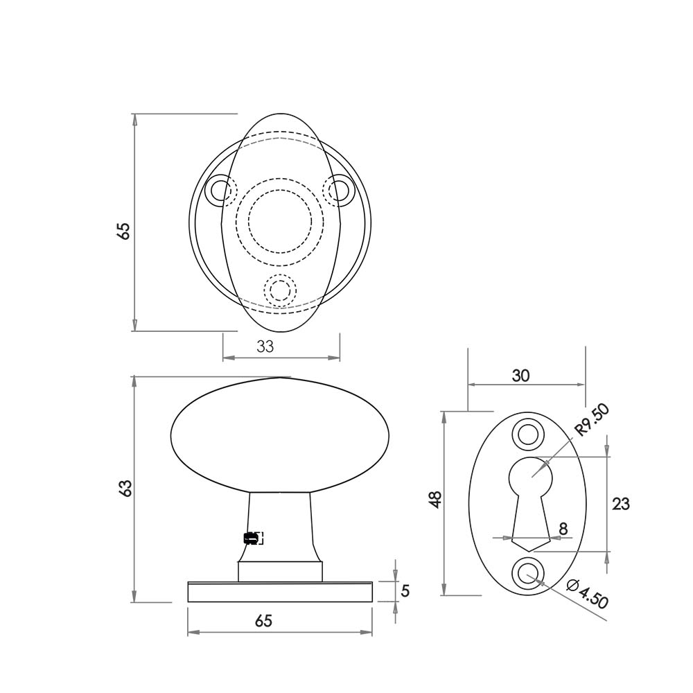 Valley Forge Oval Mortice Door Knobs