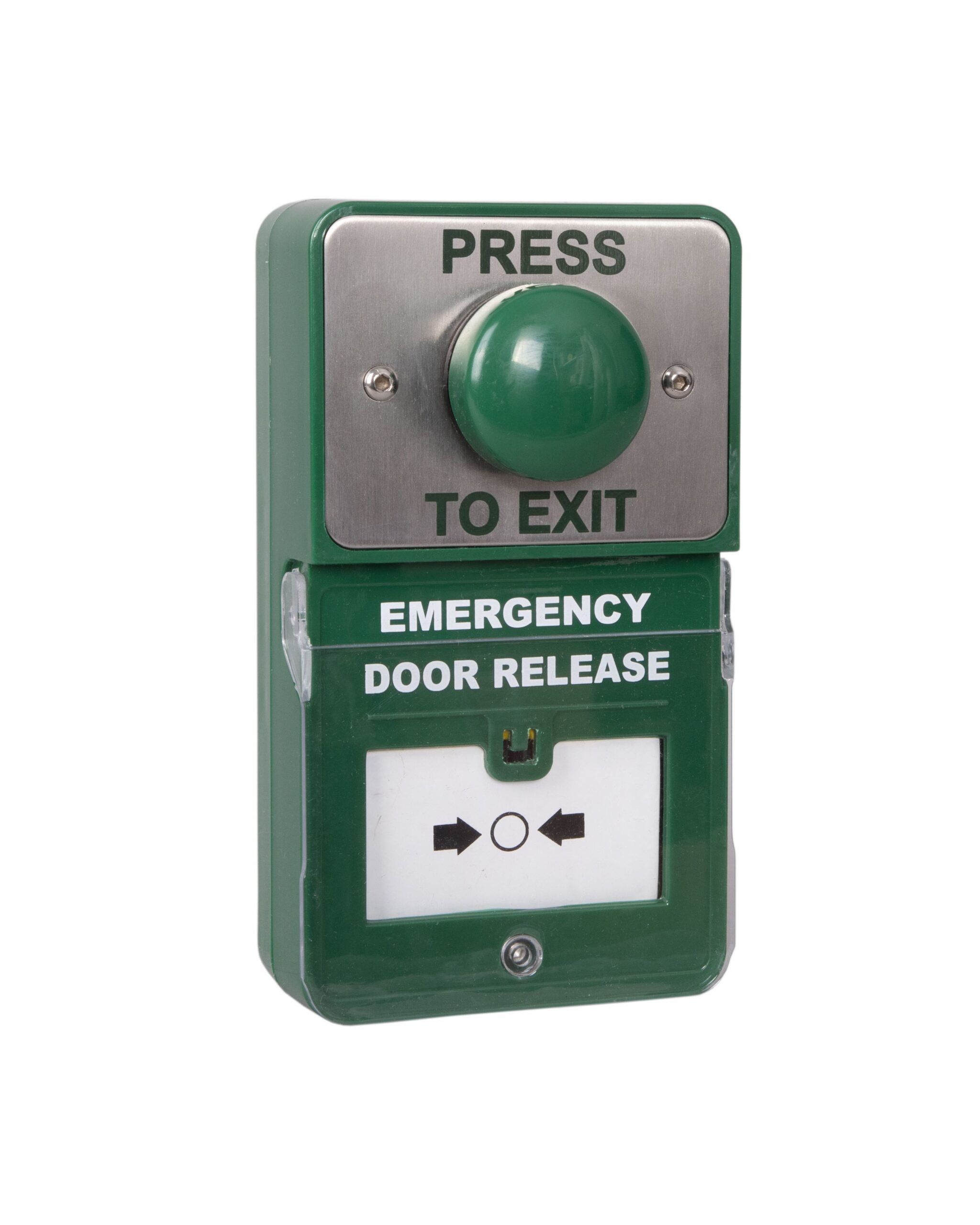 Dual Unit - Combined Emergency Door Release and Large Green "Press to Exit" Button