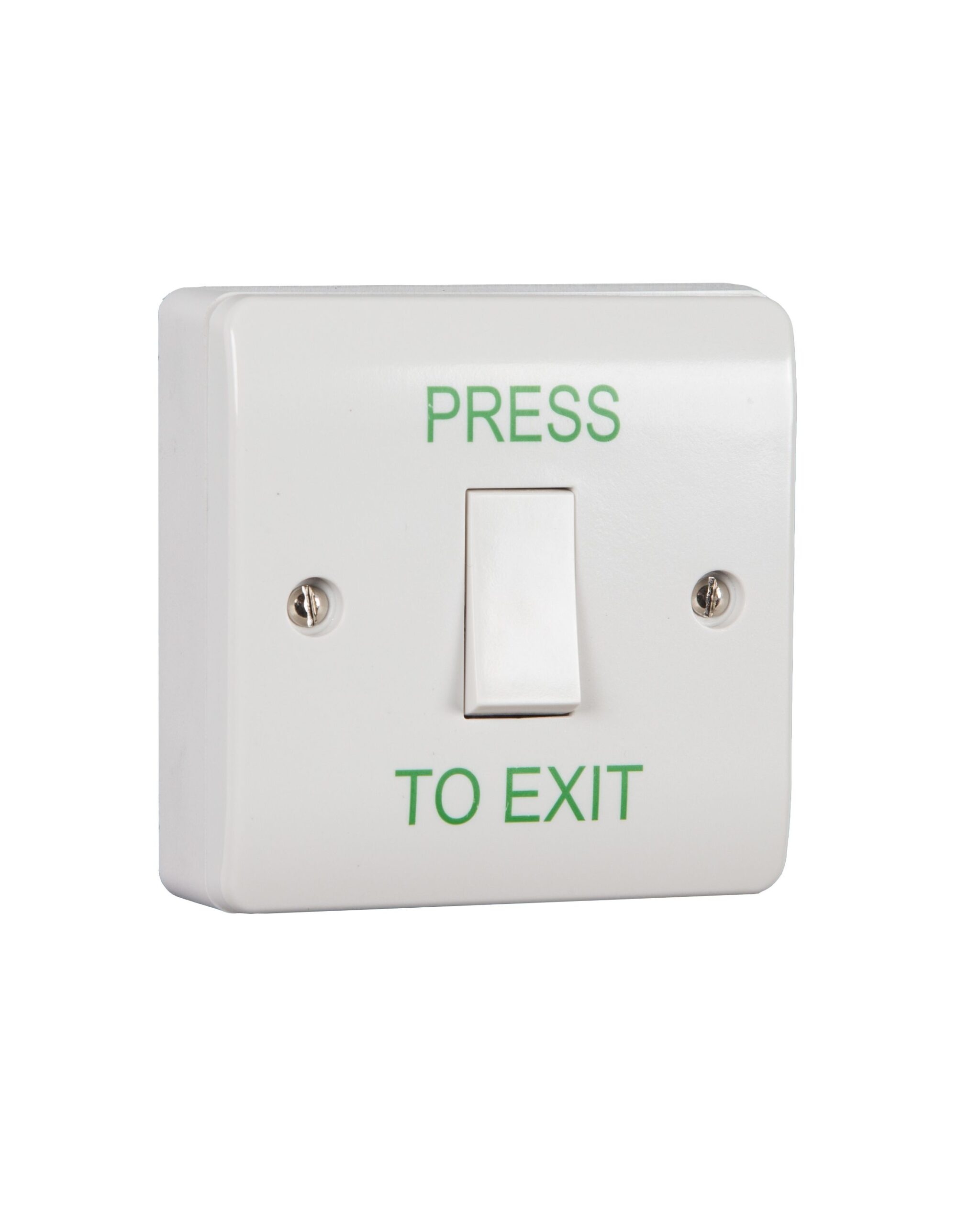 Standard Retractable Switch Button c/w White Back Box - "Press to Exit"