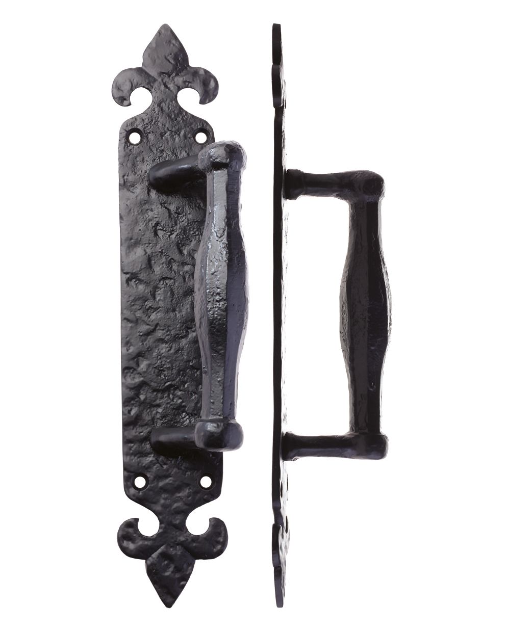 Pull Handle on Fleur De Lys Backplate - 10"