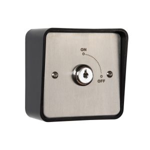 On/Off Latching Key Switch in Stainless Steel Plate c/w Shrouded Back Box