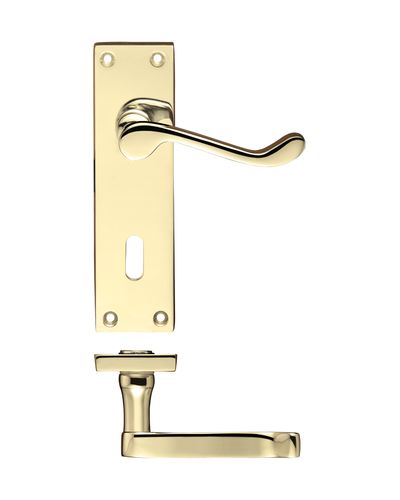 Project Victorian scroll lever on lock backplate - 150mm x 40mm