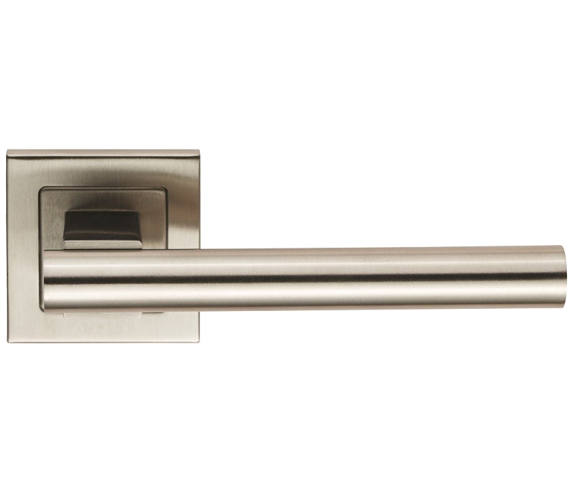 T - Bar Door Handles On Square Rose - Grade 304 Satin Stainless Steel