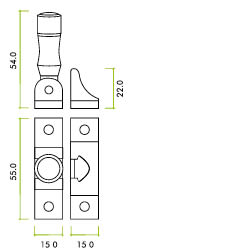 Brighton Pattern Sash Fastener - Locking Version
