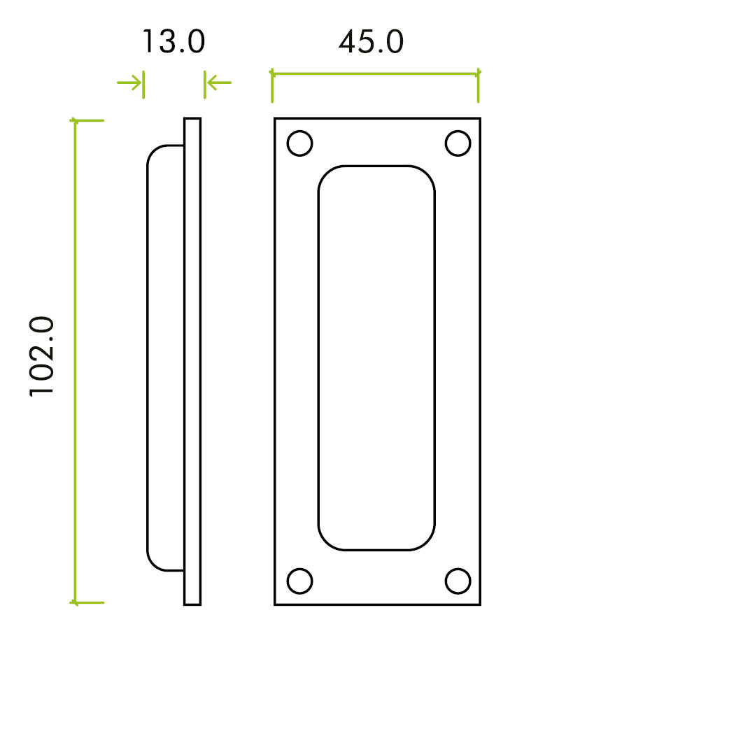 Flush Pull - 102 x 45mm 13mm Depth