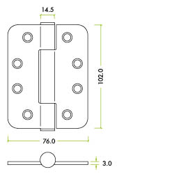 Grade 14 concealed knuckle hinge SS201 - Radius