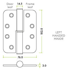 Grade 11 lift-off hinge - left hand