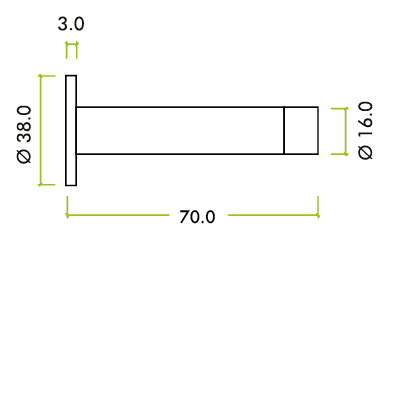 Door Stop - Cylinder with Rose 70mm - Face Fix