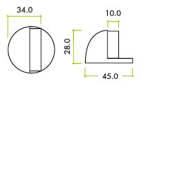 Door stop - floor mounted - oval - 45mm