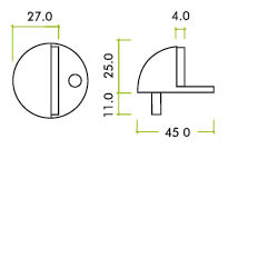 Door stop - floor mounted - oval - 45mm
