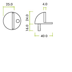 Door stop - floor mounted - oval - 40mm