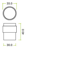 Door Stop Floor Mounted - Round Collared Flat Top 35mm dia
