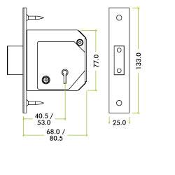 British Standard 5 Lever Deadlock - 80mm c/w Esc - Chubb Retro Fit 3G114