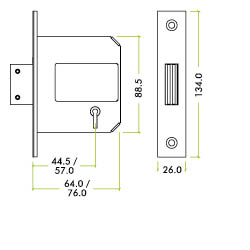 British Standard 5 Lever Deadlock - 64mm