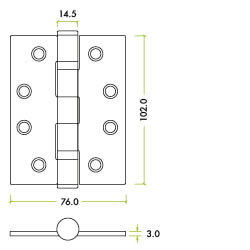 Grade 13 Ball Bearing Hinge - SS201 - Pair And A Half - CF849