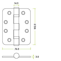 Grade 13 Ball Bearing Hinge - SS201 - Radius - CF849