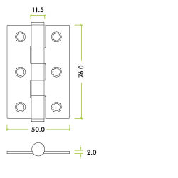 Washered hinge - SS201 - 76 x 50 x 2mm